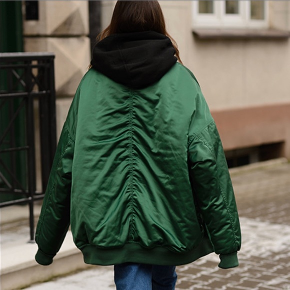 oversized green bomber jacket